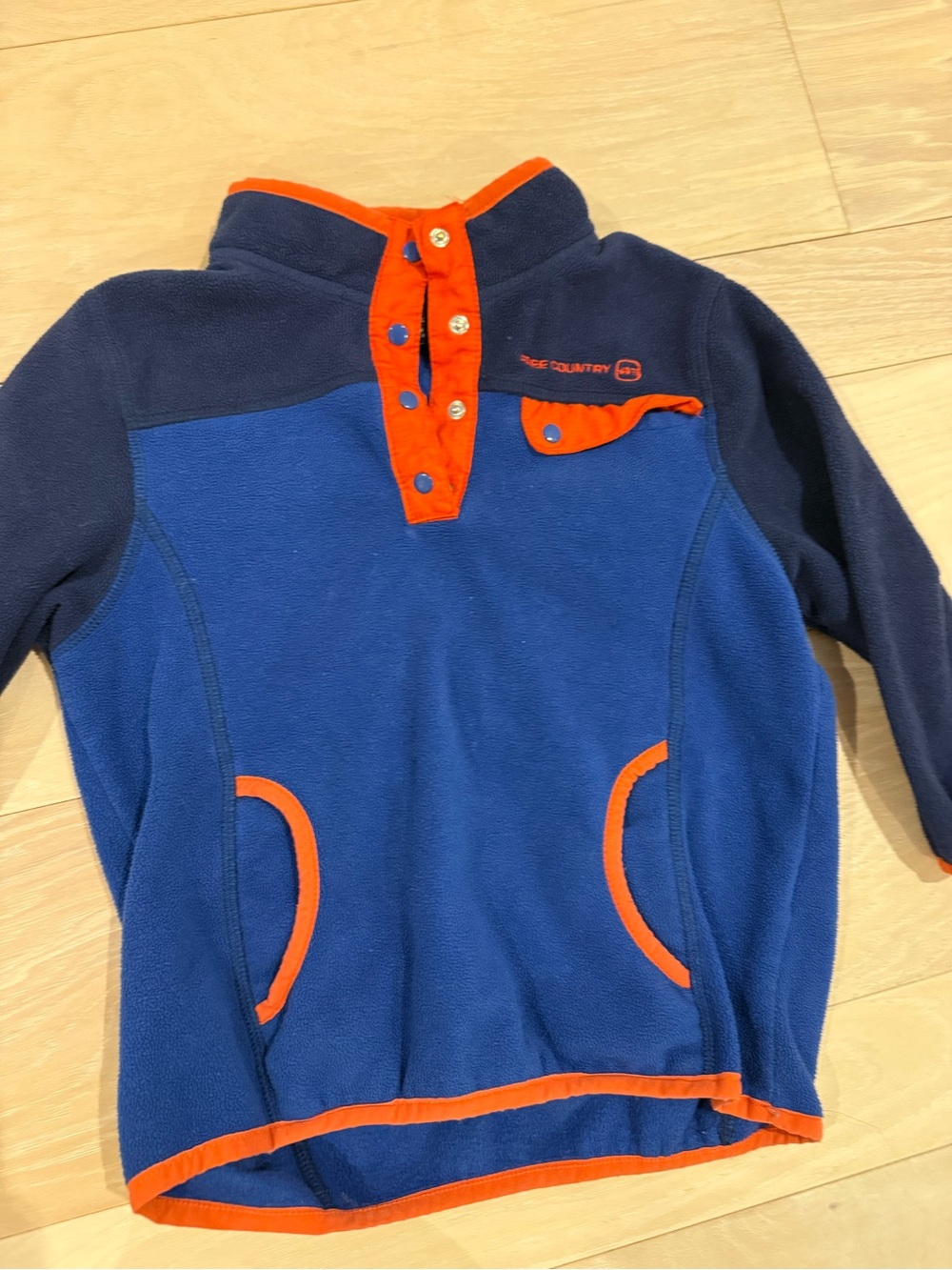 Free Country Blue Fleece Pullover with Orange Trim